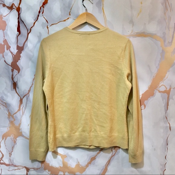 💎 New York & Company chiffon ruffle tan cardigan - Picture 6 of 8